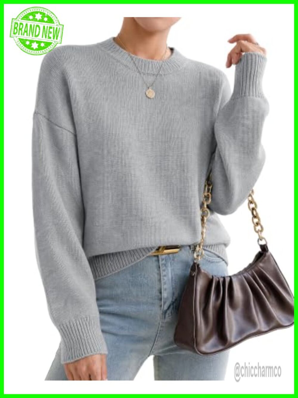 Oversized Cashmere Crewneck Pullover Sweater Women's Loose Fit